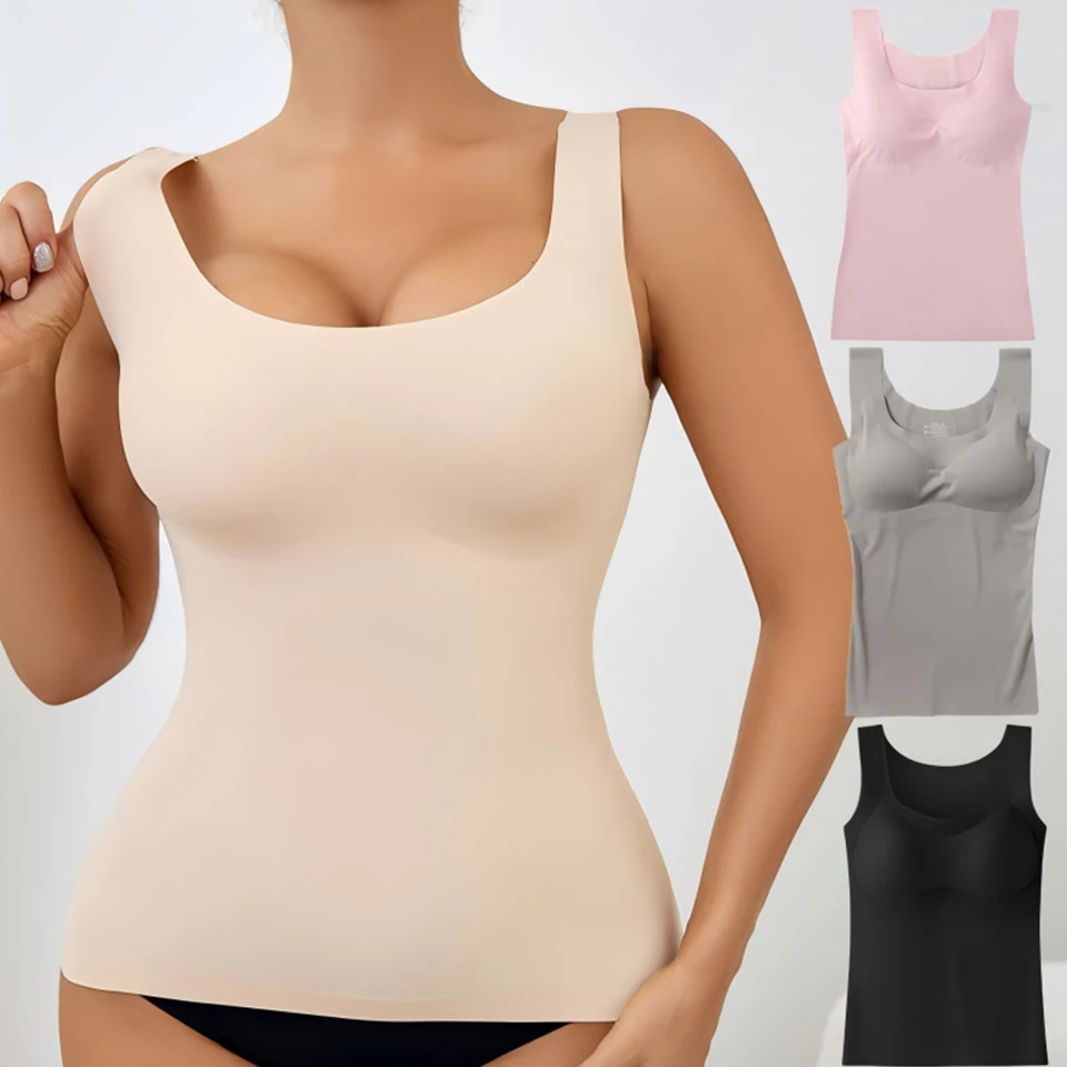 

Women Sleeveless Bottoming Vest Padded Bra Tops Wire Free Sleeping Brassiere Elastic Tank Top Camsole With Bra Pads