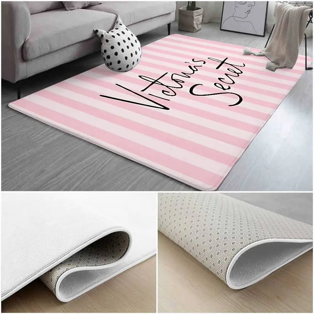 موضة T-victorias S-secretS الوردي الكلمة حصيرة الفن السجاد البساط لغرفة النوم غرفة المعيشة أريكة المنزل ممسحة ديكور ، طفل كبير عدم الانزلاق #4