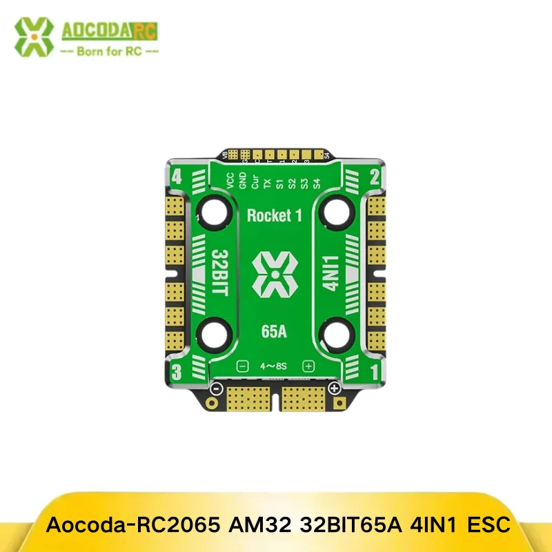 

Aocoda-RC 2065 65A ESC 4-в-1 для FPV-дрона со встроенным амперметром AM32 32 бит 20x20 мм, совместимый с аккумулятором 4-8S