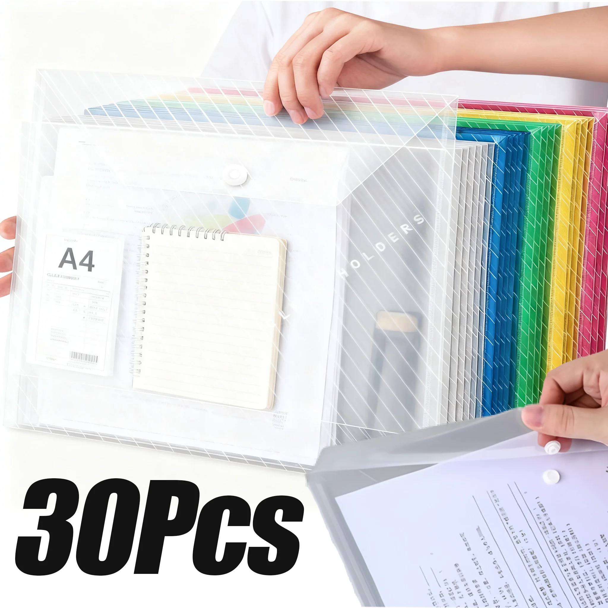 Cartella di file in plastica trasparente A4 Documenti addensati impermeabili Organizzare la borsa di stoccaggio Forniture di cancelleria per ufficio scolastico