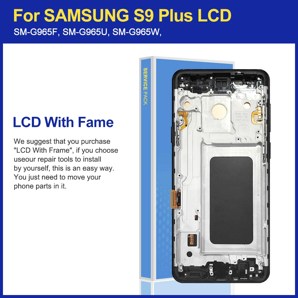 TFT S9 Plus Screen For Samsung Galaxy S9 Plus S9+ LCD Display G965 G965F Touch Screen Replacement Digitizer Assembly with Frame