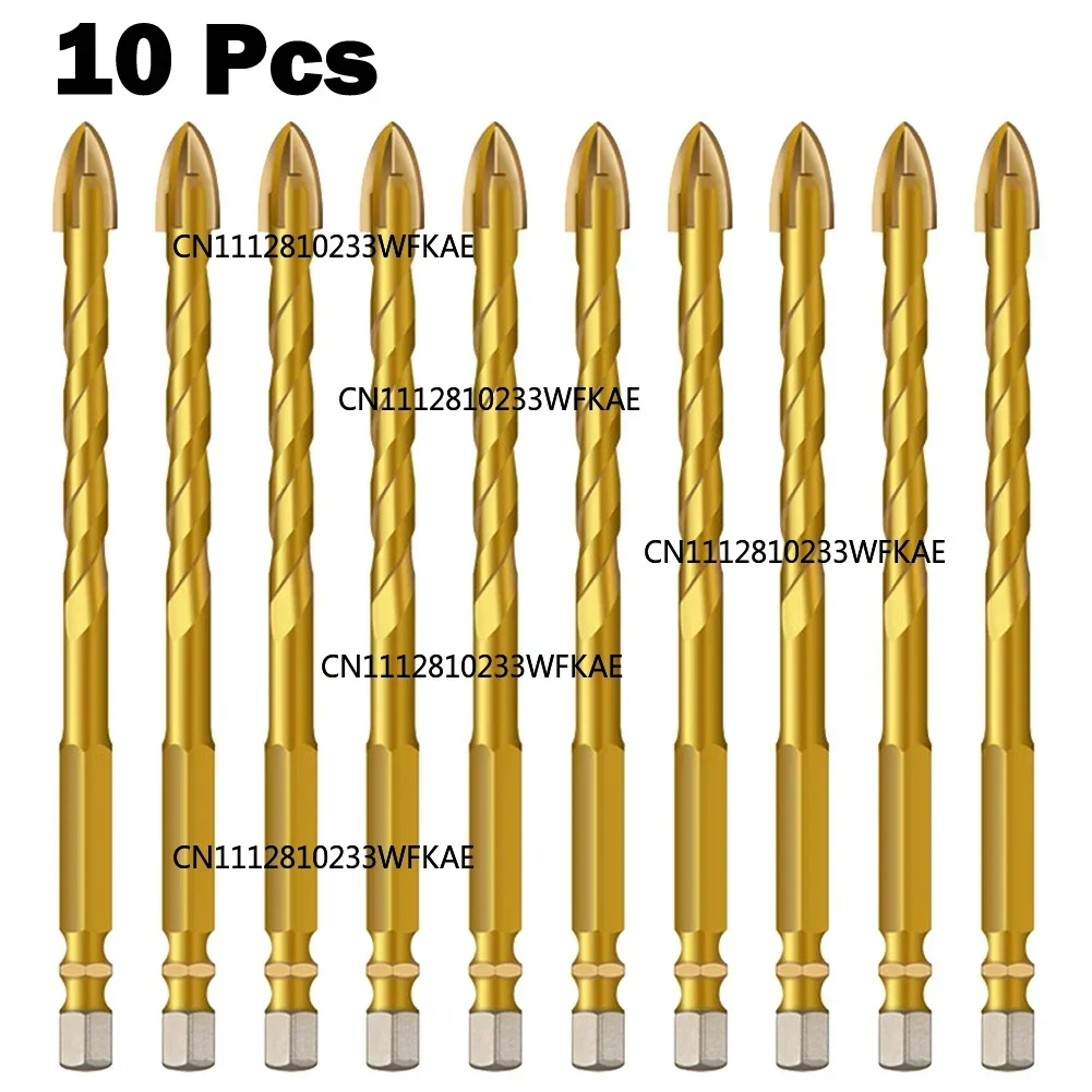 10pcs 6mm Cross Hex Tile Drill Bits Set For Glass Ceramic Concrete Brick Hole Opener For Carpenter Hard Alloy Triangle Bit Tool