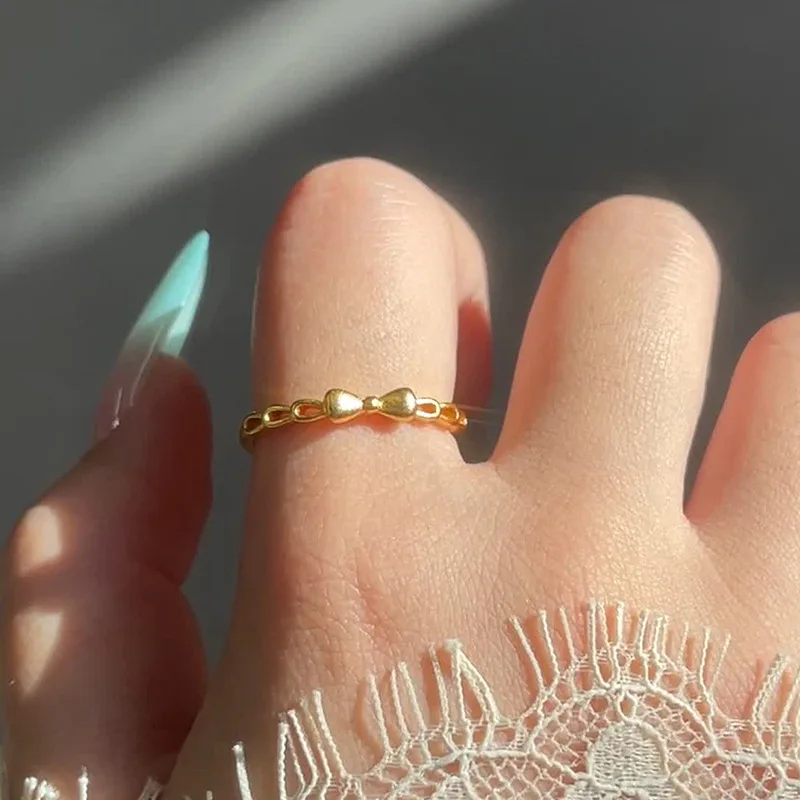 

Стерлингового серебра 925 пробы, геометрическая бабочка, бант, полая цепочка, регулируемые открывающиеся кольца для женщин, ювелирные изделия, минималистичные аксессуары