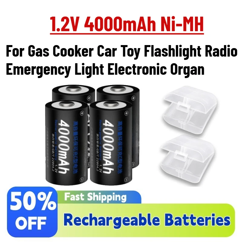 

High-Quality 1.2V 4000mAh Ni-MH Rechargeable Batteri for Gas Cooker Car Toy Flashlight Radio Emergency Light Electronic Organ