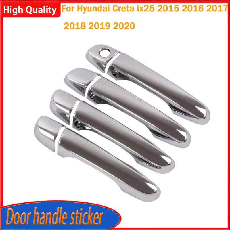 Chrome Carbon Fiber Door Handle Cover Car Styling Accessories For Hyundai Creta ix25 2015 2016 2017 2018 2019 2020