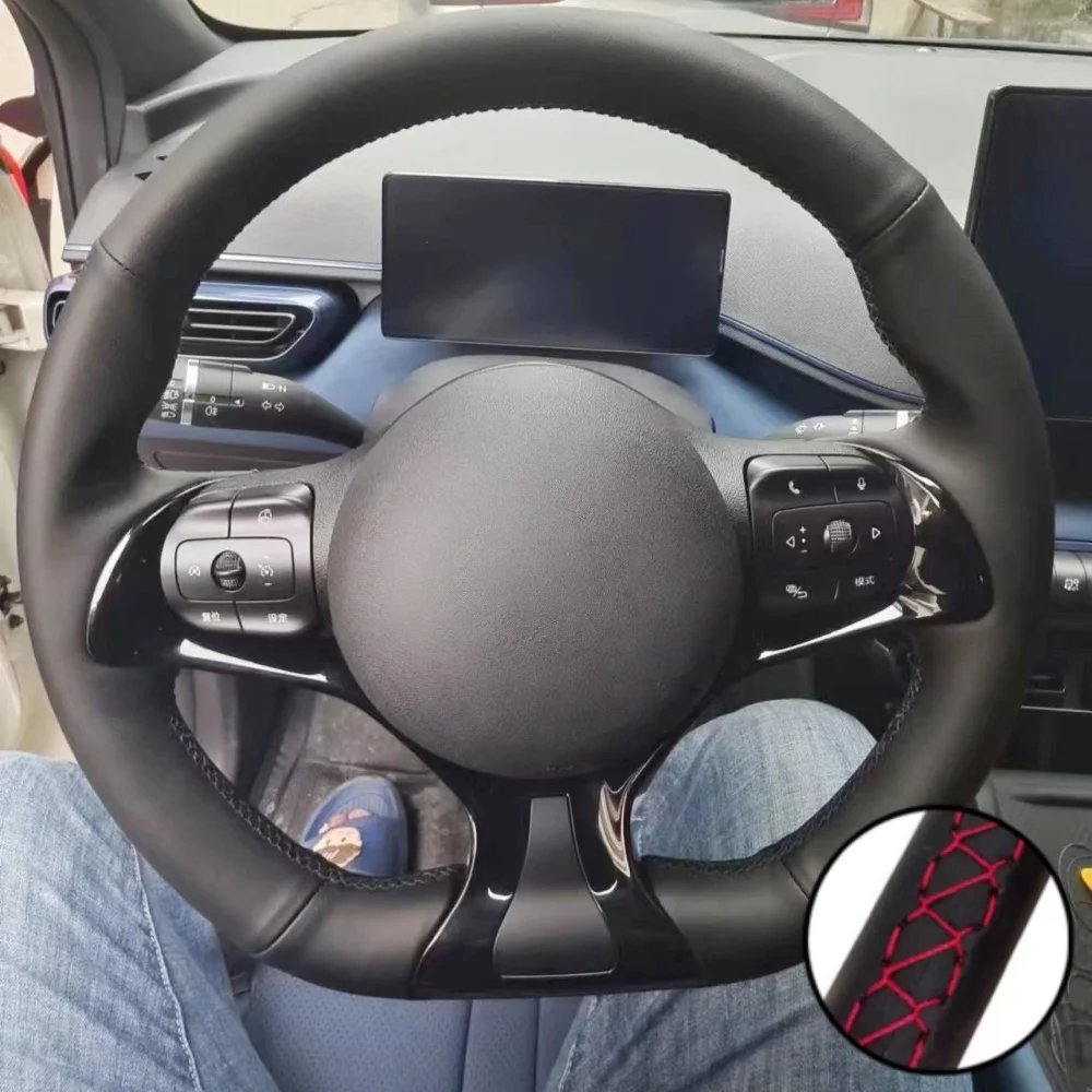 

Braid Car Steering Wheel Cover Wrap Hand Sewing Microfiber Leather For BYD Yuan Plus Dolphin 22-24-25 Atto 3 Atto 3 Ev 2022 2023