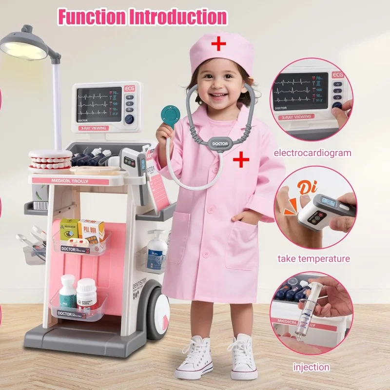 Grand ensemble de jouets de jeu de rôle pour dentiste pour enfants - avec lumières et sons, y compris les modèles dentaires + les outils de traitement, le rôle immersif