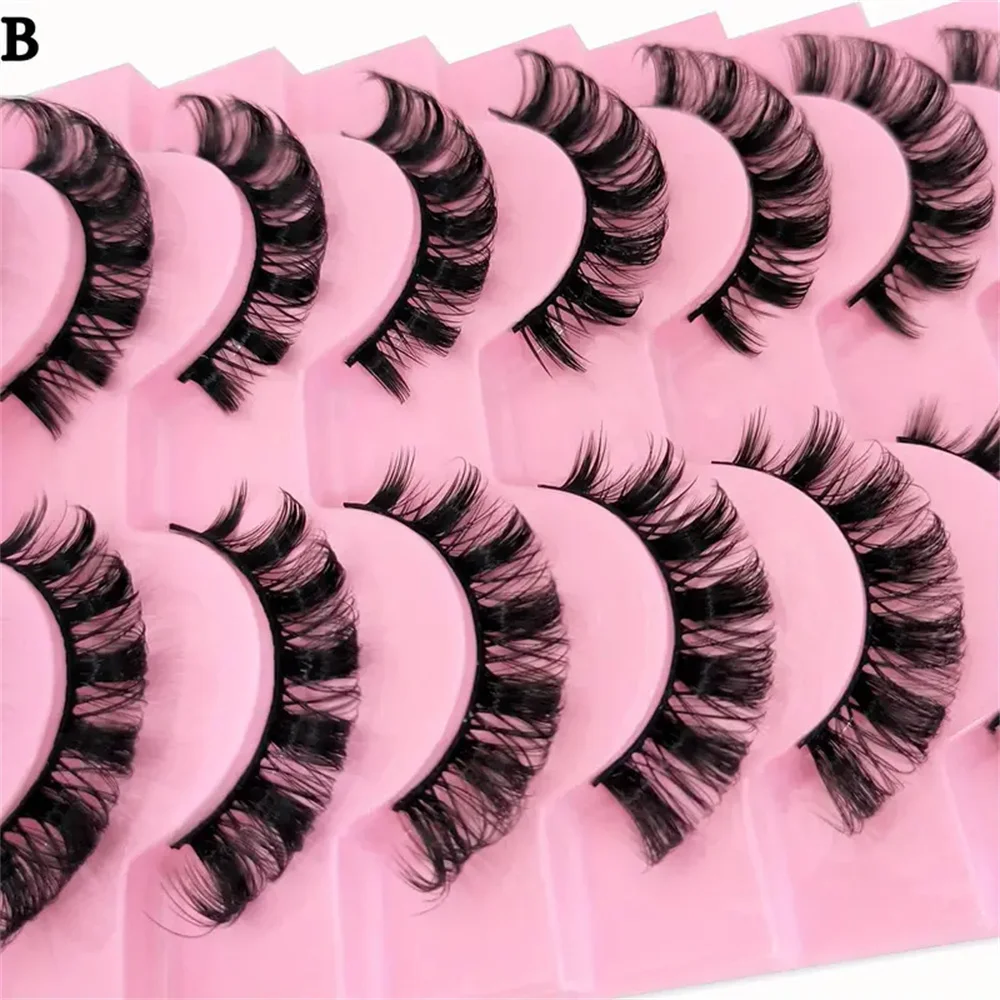 10 pares de lujosas pestañas rusas esponjosas y tenues de larga duración, aspecto Natural, cómodas pestañas postizas con rizo Dd