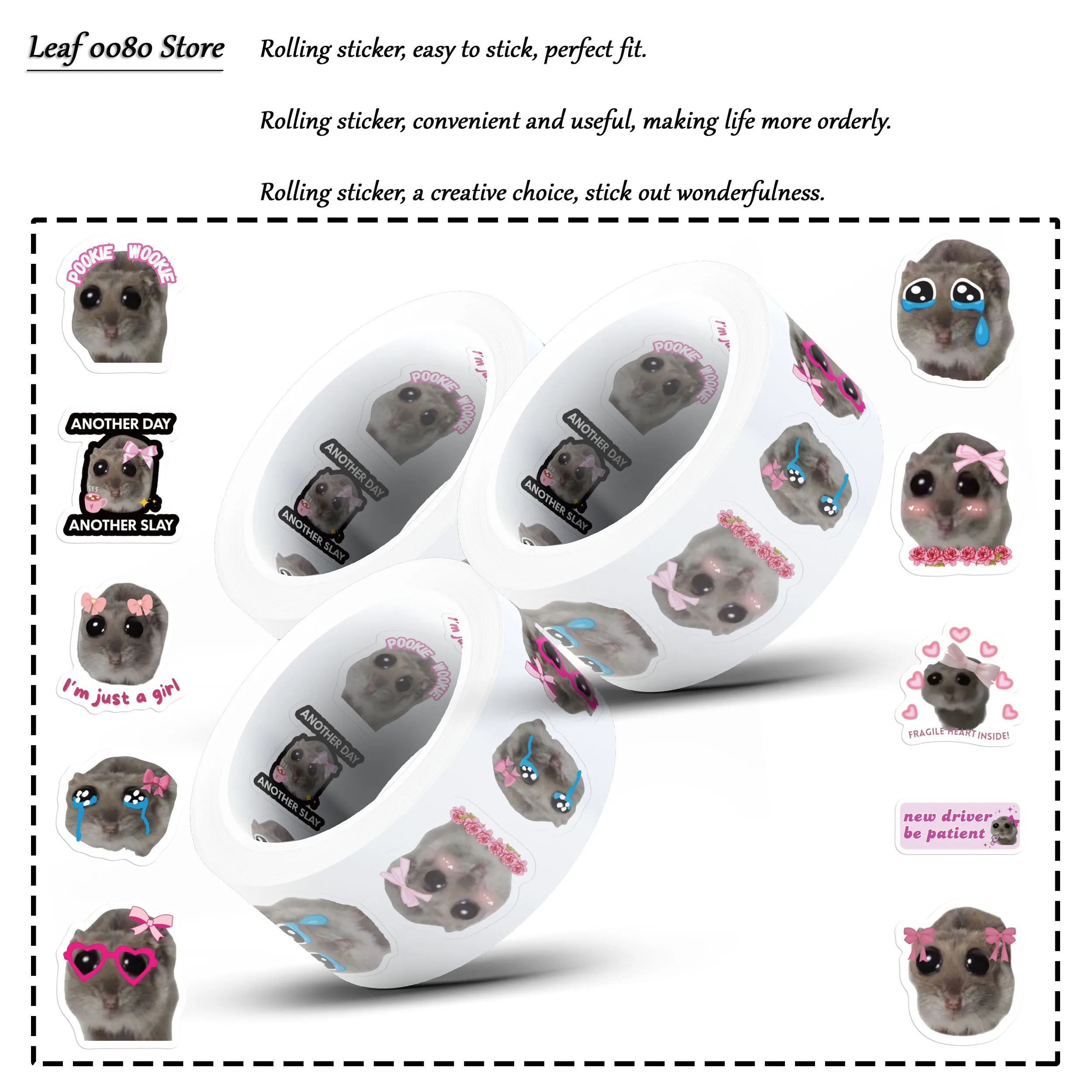 

500PCS Sad Hamster Meme Roll Stickers Funny Animals Graffiti Decals For Laptop Pencil-box Scrapbook Phone Cartoon Toy Stickers