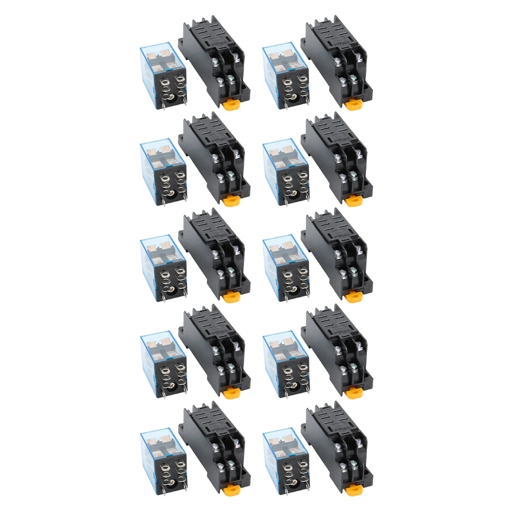 10 Sets 8 Pin Power Relay with Base DC Coil Universal Electrical Equipment Supplies