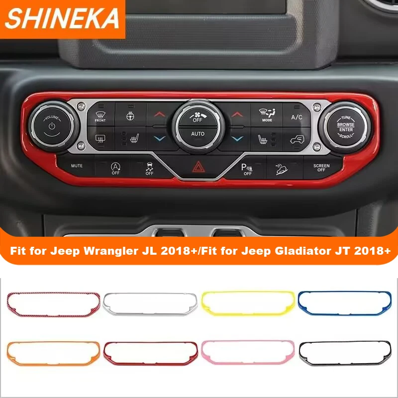 SHINEKA Car Air Conditioning Control Knob Panel Decoration Cover for Jeep Wrangler JL Gladiator JT 2018 Up Interior Accessories