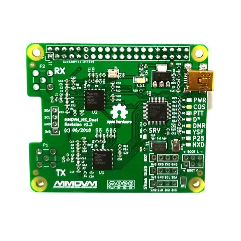 Scheda Hotspot Duplex jumbo V1.3 con supporto Display TFTOLED USB + 2.2 pollici P25 DMR YSF NXDN per Raspberry pi