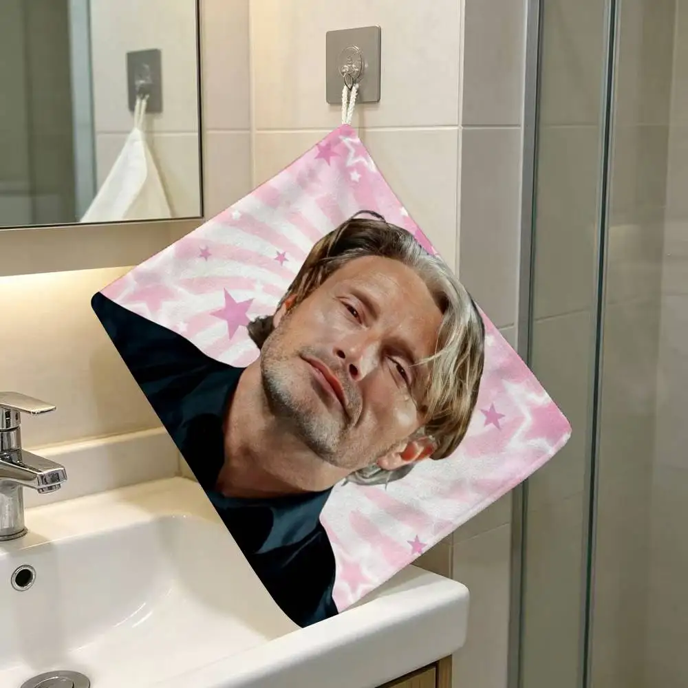 TV Show Polyester Hanging Kitchen Hand Towel Mads Durable Wear Mikkelsen Resistant  Versatile Use Throughout Hannibal Home
