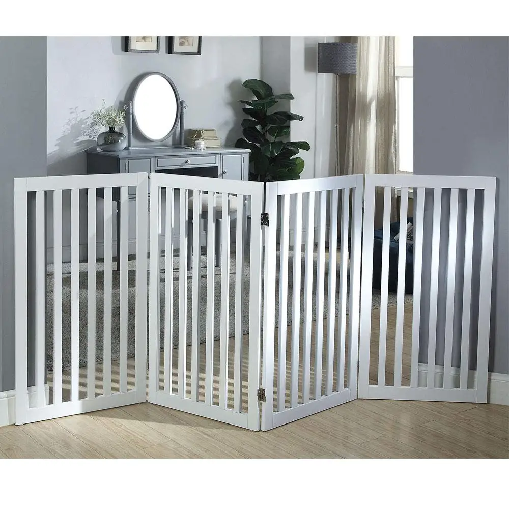 Free Standing Tall Wooden Indoor Pet Gate Dog Cat Baby Dog Gates Fence For House Doorway Stairs