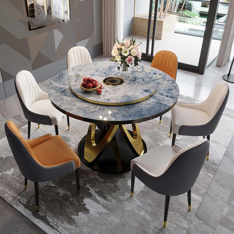 

Customized Rock Dining Table Italian Household Luxury Dining Table Round Induction Table A Manger Apartment Furniture GPF50YH