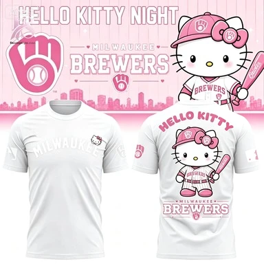 Milwaukee Hello Kitty Night 2026 Summer Men and Women Parent Child Cotton T-shirt Comfortable, Breathable, High Quality Ins Y2k