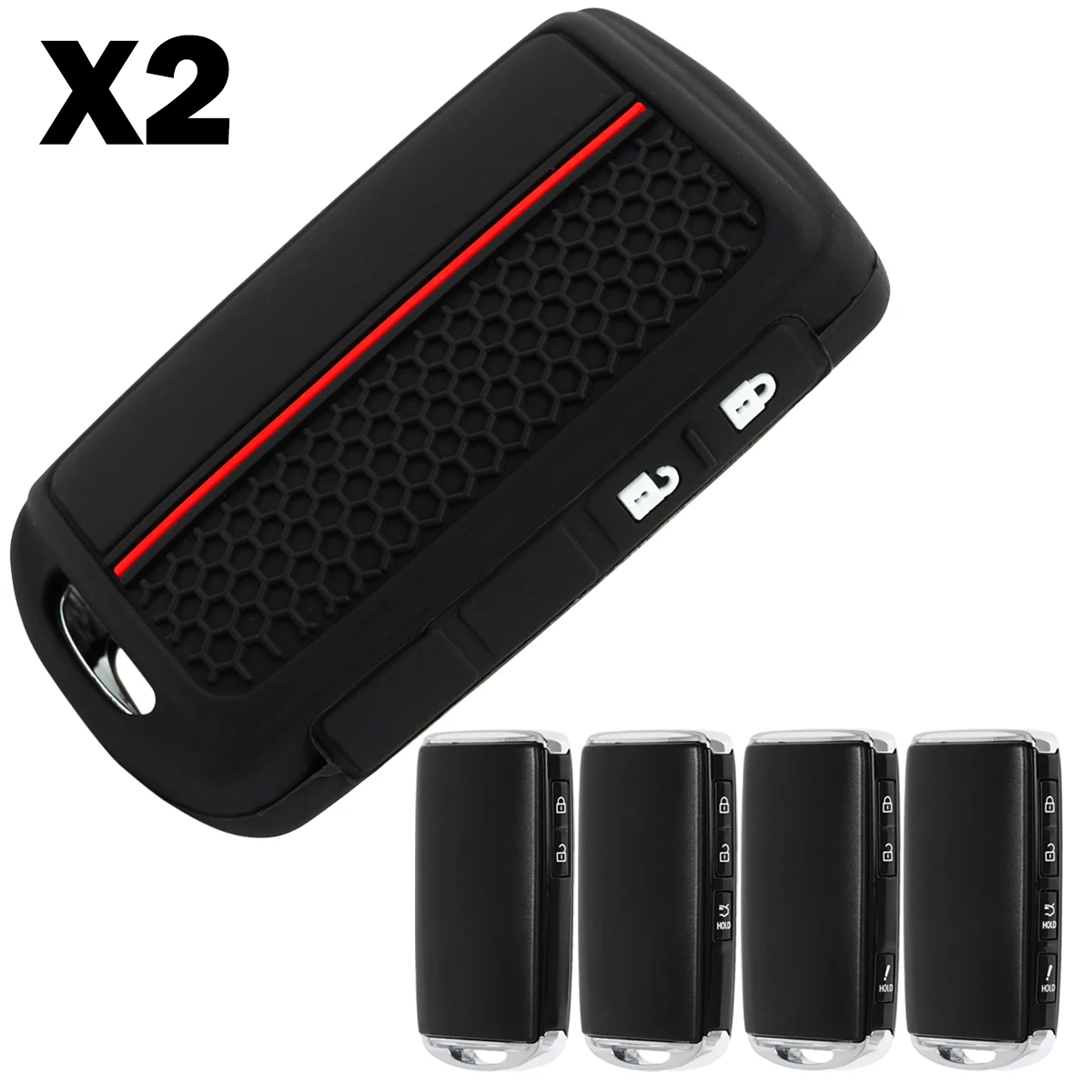 

2x Silicone Car Key Fob Cover Case Holder Keychain For 2019-2025 Mazda 3 6 CX30 CX50 CX60 CX70 CX90 CX3 CX5 CX9 MX5 MX30