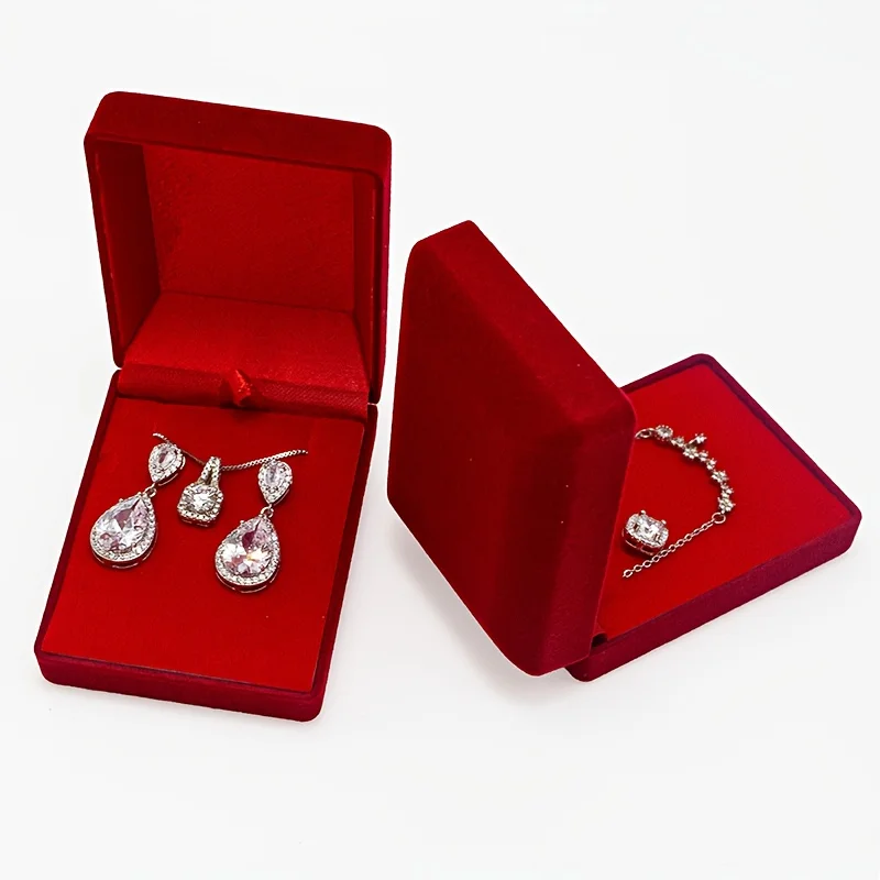 Samt-Halsketten-Anhänger-Box als Schmuckgeschenk, kleine Schmuckaufbewahrungsvitrine für Hochzeit, Verlobung, Geburtstag, Jahrestag – Detail 1