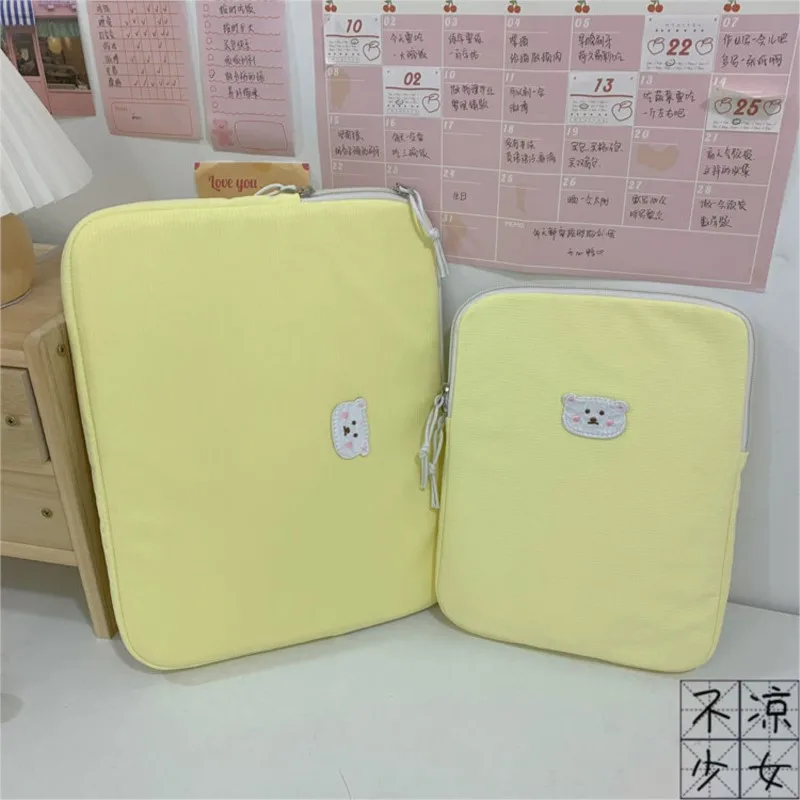 Ins Cute Yellow Laptop Sleeve 11 12 13 13.3 Inch Ipad Pro12.9 Notebook Tablet Pouch MacBook Air 13 A2681HP ASUS Carring Case