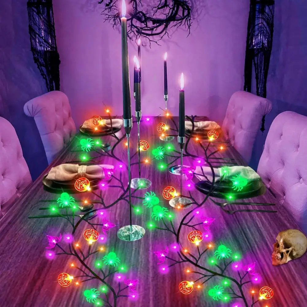 Diy Halloween Decorations Halloween Willow Vine Twig Decor Garland with Pumpkins Led Lights Timer Function Flexible Branches Diy