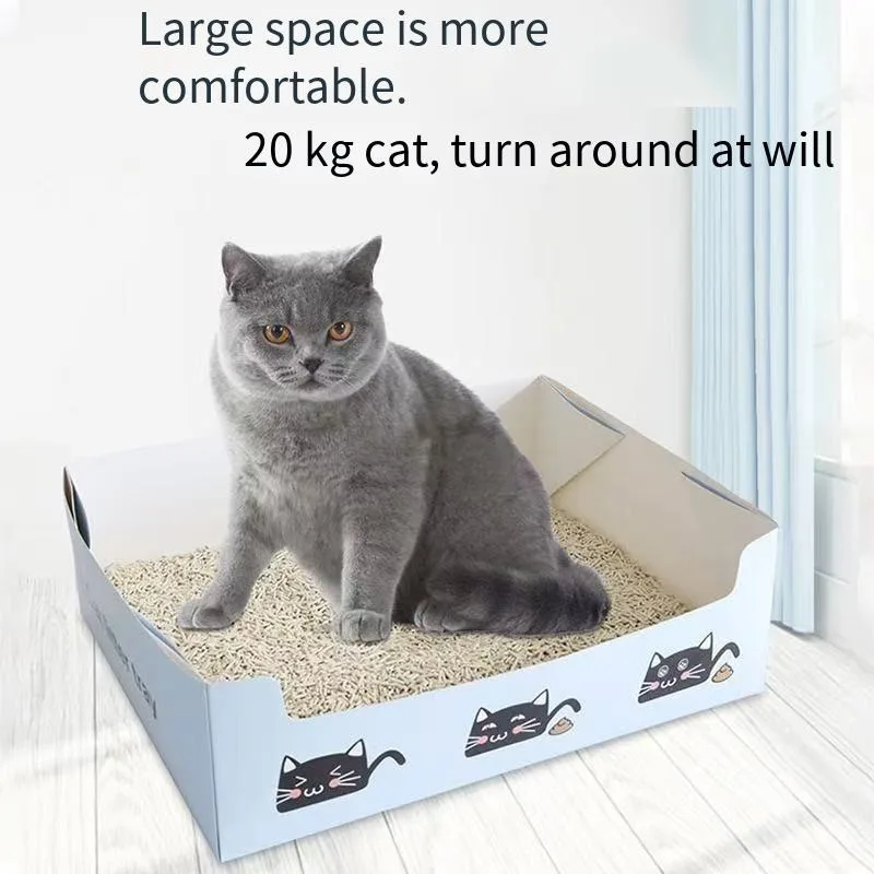 Thickened Disposable Cat Litter Box Foldable Portable Outdoor Travel Car Used Paper Cat Toilet Waterproof Leak-Proof Convenient