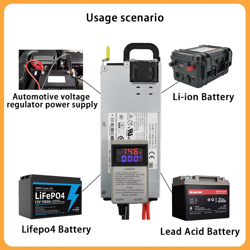 Ładowarka samochodowa 12V 100A 60a 80A do akumulatorów LiFePO4/litowych 12.6V/14.6V 40a 50a szybkie ładowanie samochodu wyświetlacz Adapte dużej mocy — zdjęcie produktu 5