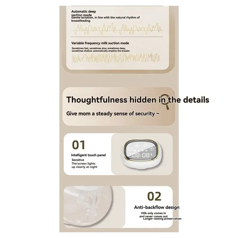 Fully Automatic Unilateral Portable Electric Breast Pump Wearable Integrated Hands-Free Design Painless-B27C