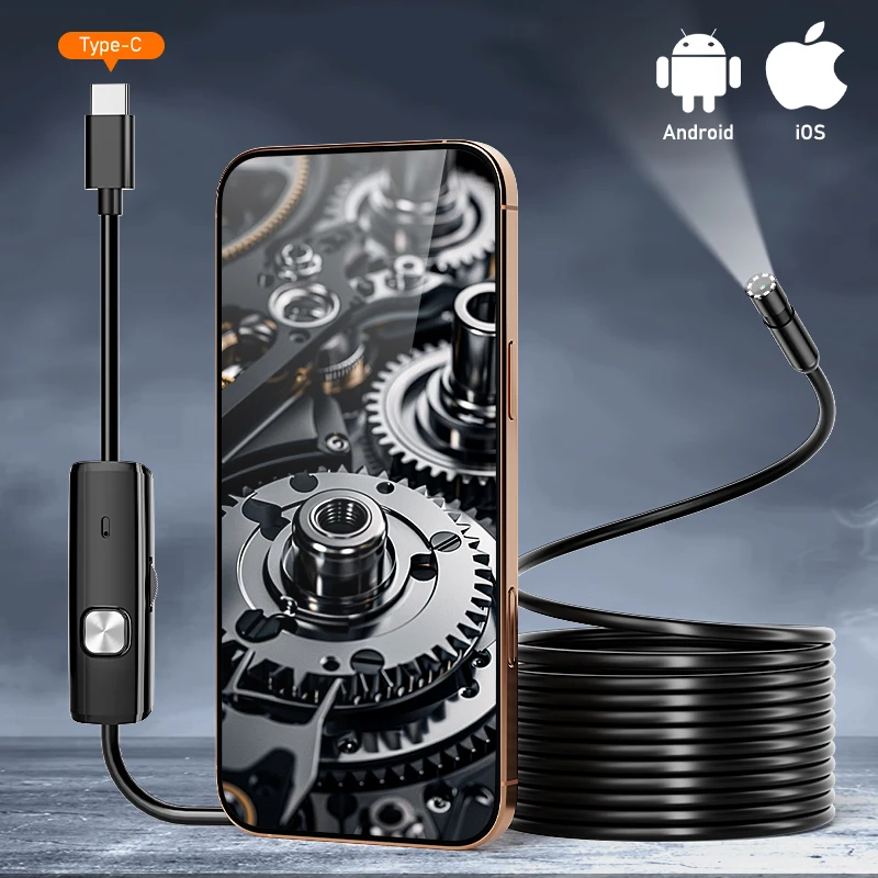 Phone Direct Connect Type-C Endoscope Camera for Android/iOS 5.5mm/8mm IP67 Borescope Inspection Camera for Piping&Car
