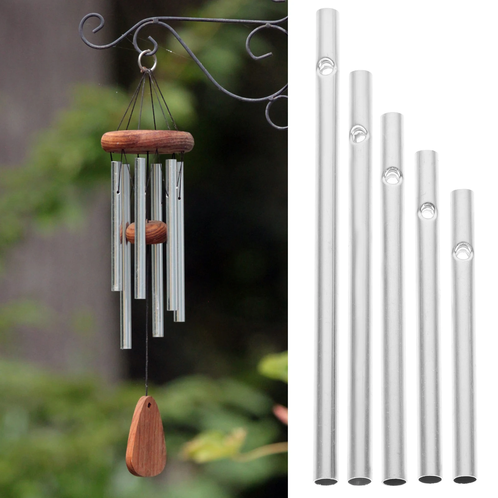 

60pcs Diy Chime Tubes Aluminum Hollow Pipes Durable Pre-Drilled Replacement For Wind Chimes Outdoor Decorative Wind Chime Making