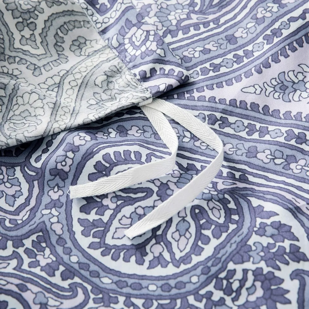 طقم غطاء لحاف مغربي فاخر مكون من 3 قطع على الطراز البوهيمي مع نمط ميدالية بوتيه الدمشقي، عدد 400 خيط مصري #4