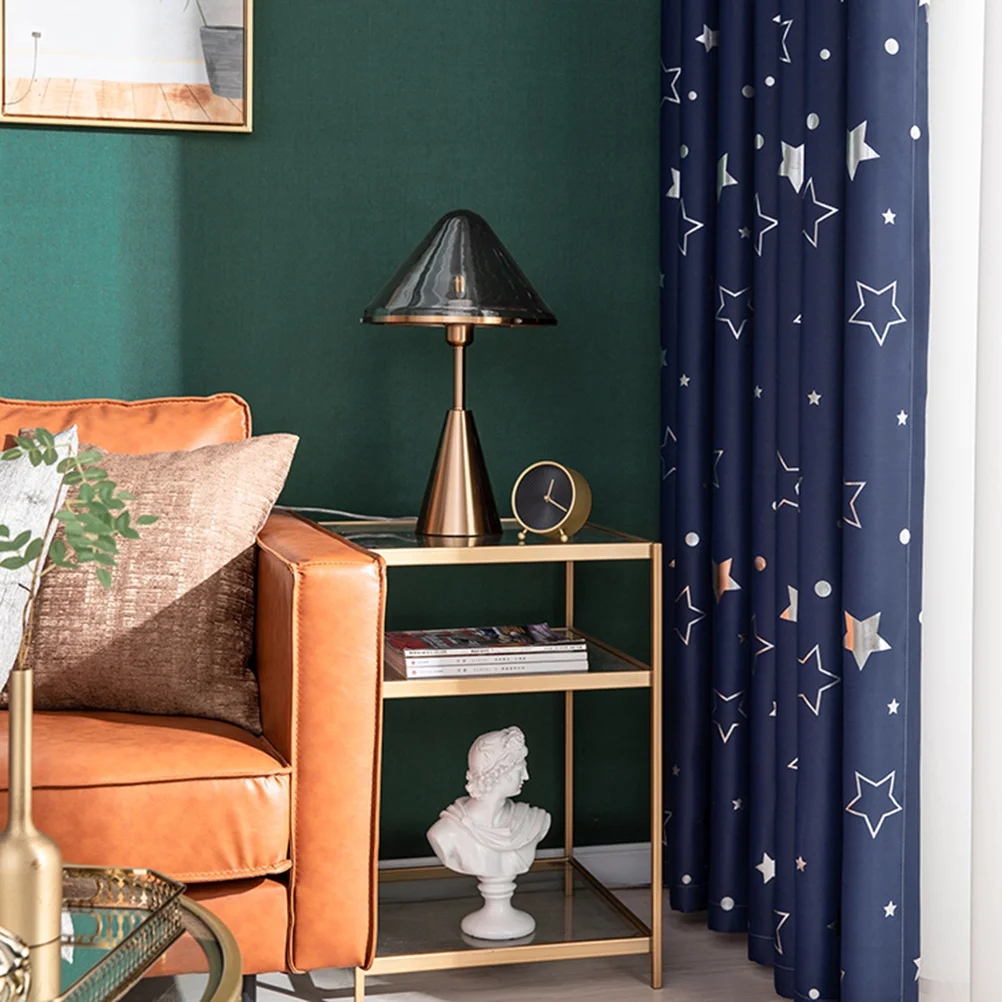 

Alipis 1 PC Blackout Curtain Moon Star Print Thermal Insulated Linen Sheer Panel for Bedroom Home Decor Window Curtain