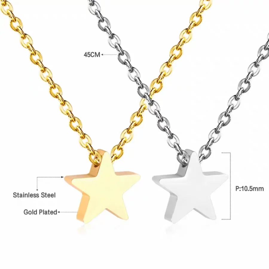 Fashion Stainless Steel Star Shaped Pendant Necklace Romance Valentine's Gift For Women Girls Temperament Neck jewellery