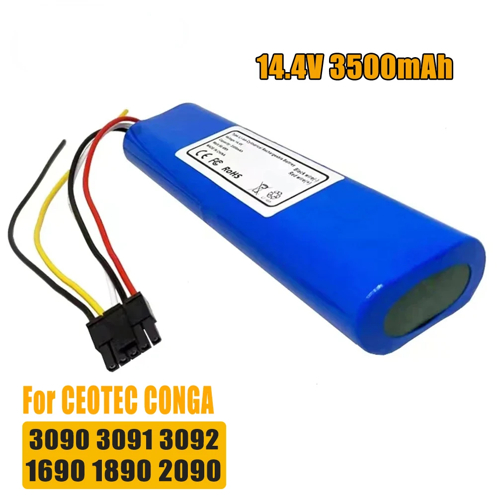 Replacement Battery 14.4V 3500mAh for For CECOTEC CONGA 3090 3091 3092 1690 1890 2090 2290 Robot Vacuum Cleaner Accessories