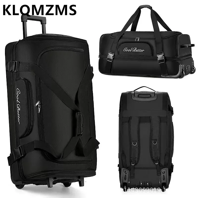 

Сумка-тележка для путешествий KLQDZMS большой вместимости, сумка-трансформер на два плеча, сумка для хранения одежды, очень большая складная сумка на колесиках