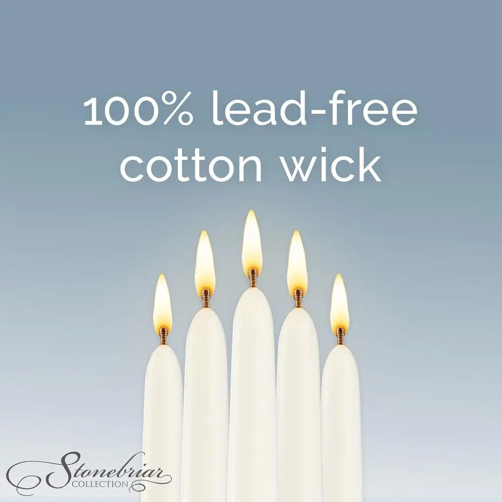 10 White Unscented Taper Candles, 10-Pack, 7-Hour Burn