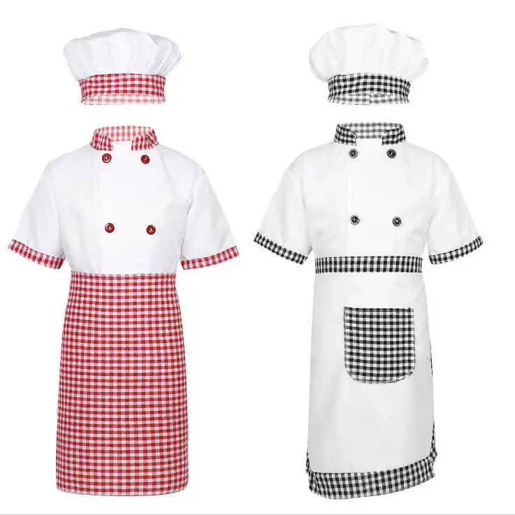 Camiseta de cocinero para niños, uniforme de Chef, gorro de cocina, chaquetas de trabajo, restaurante, Halloween, actuación, escenario, fiesta,