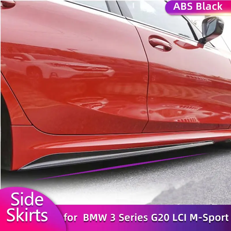 

ABS Gloss Black Car Side Skirts Extensions for BMW 3 Series G20 LCI M-Sport 4-Door 2023 2024 Side Door Bumper Apron Lip Body Kit