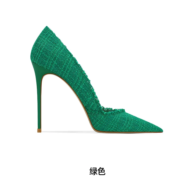 Purple Thick Flower High Heels Women's Pointed Thin Heels 2025 Spring New Shallow Single Shoes