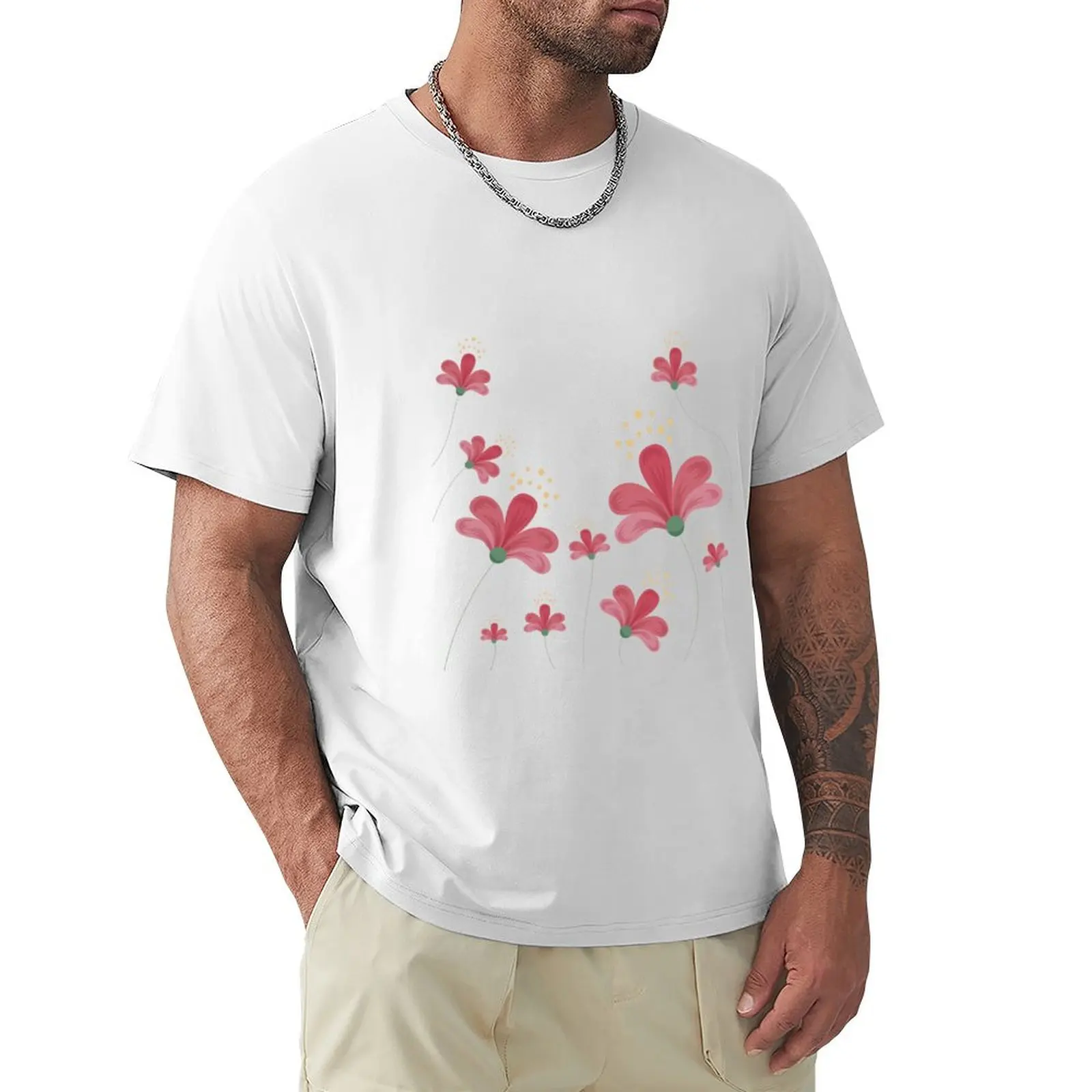 

Pink Petals on Charcoal T-Shirt cute tops heavyweights new edition kawaii clothes Short sleeve tee men