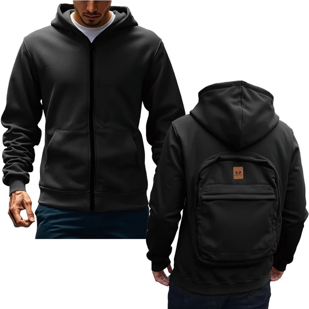 Polarshe Maßgeschneiderter Hoodie Neues Kapuzen-Sweatshirt Rucksack-Design Tasche auf der Rückseite Minimalistisches Top für Herren Streetwear Lose Jacke