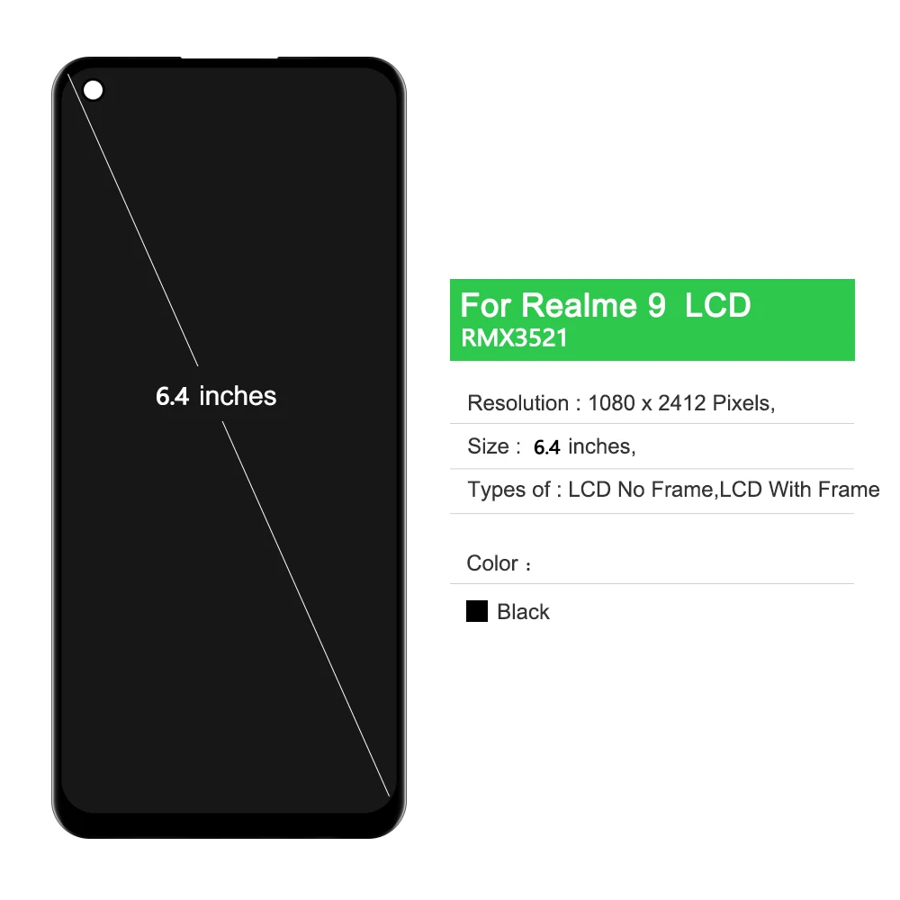 Bloc écran tactile LCD AMOLED, 6.4 pouces, pour OPPO Realme 9 4G RMX3521