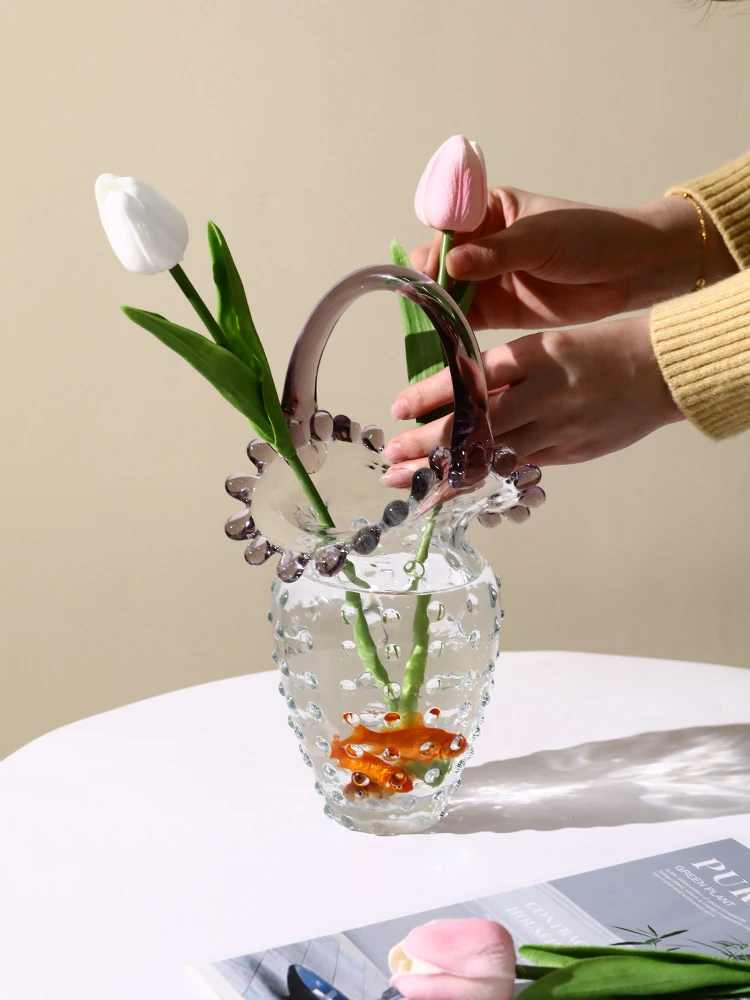 Modern simple transparent glass flower arrangement vase ornament