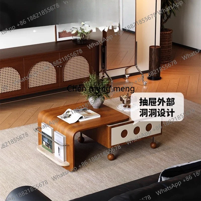 A139 Living room home modern simple Italian light luxury solid wood square combination coffee table