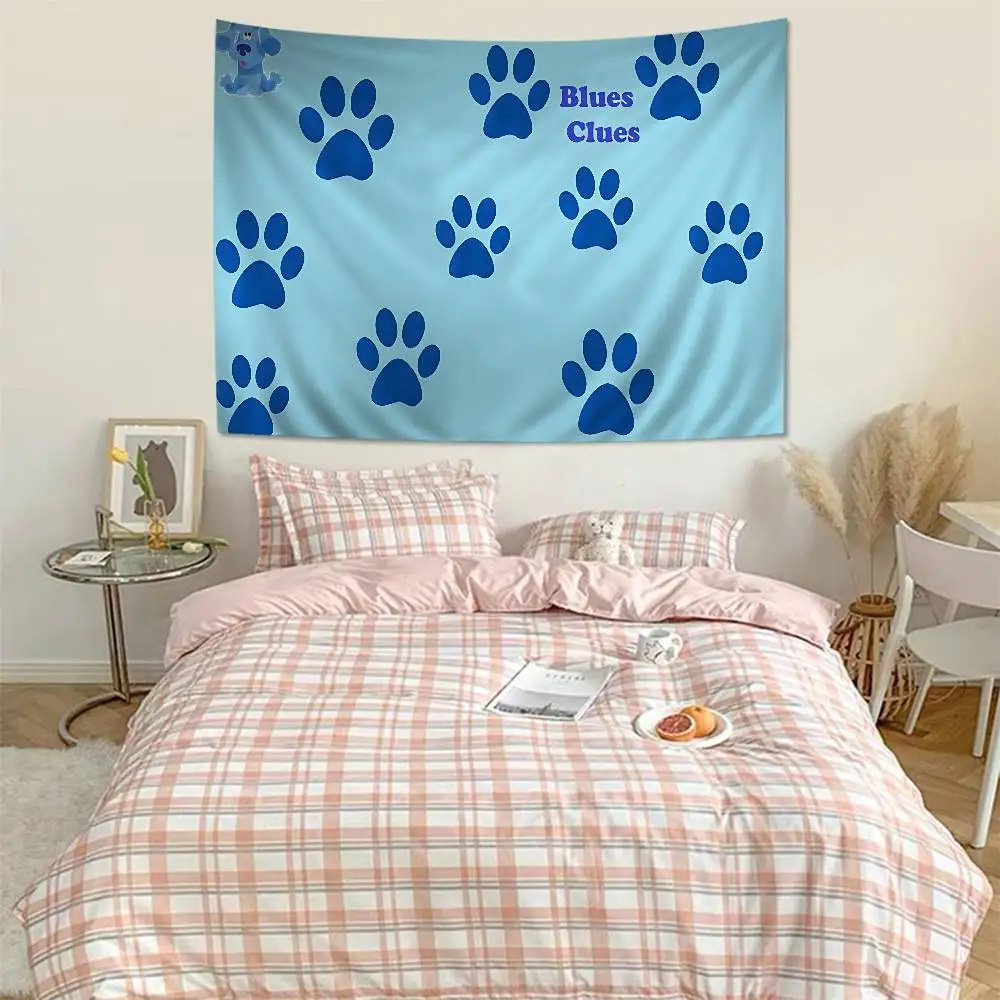 Blue Clues Cartoon Tapestry Art Science Fiction Room Home Decor Wall Hanging Sheets