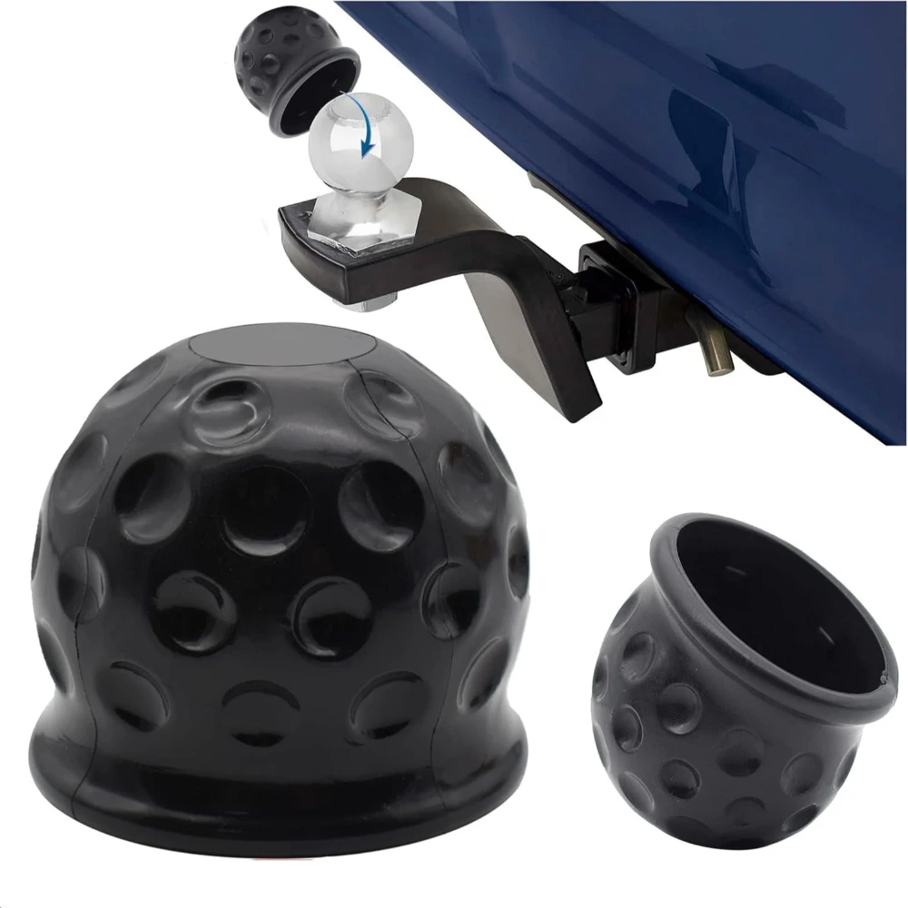 

Tow Bar Ball Cap Towing Hitch Trailer Ball Cover Caravan Truck Trailer Towball Protect 50Mm Rubber Black Universal Car
