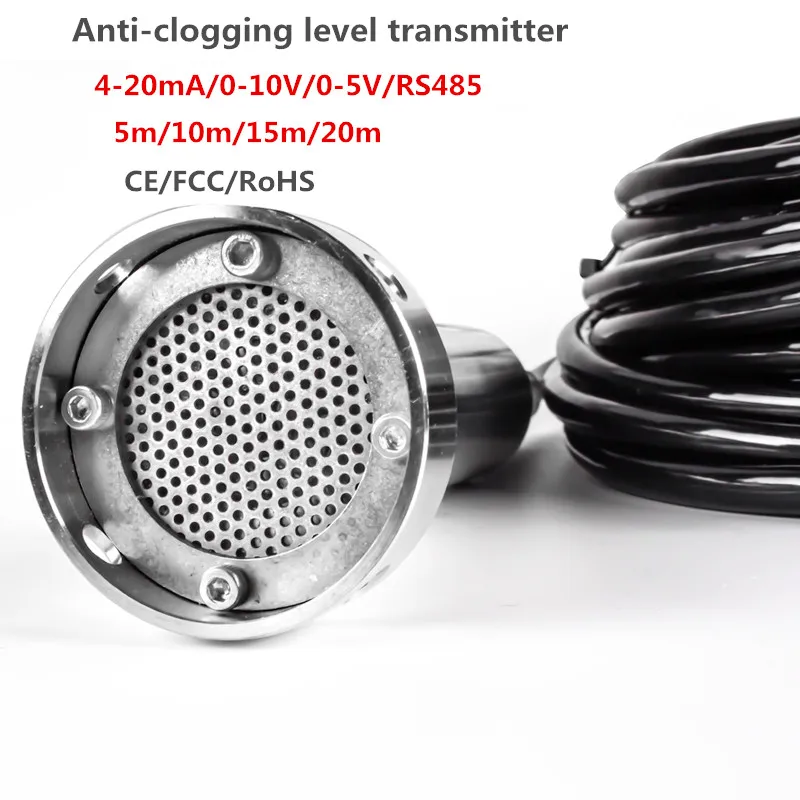 

anti-clogging Submersible Liquid Level Sensor Water Tank Pressure Transmitter 4-20mA 0-10V RS485 Water River Level Transmitter