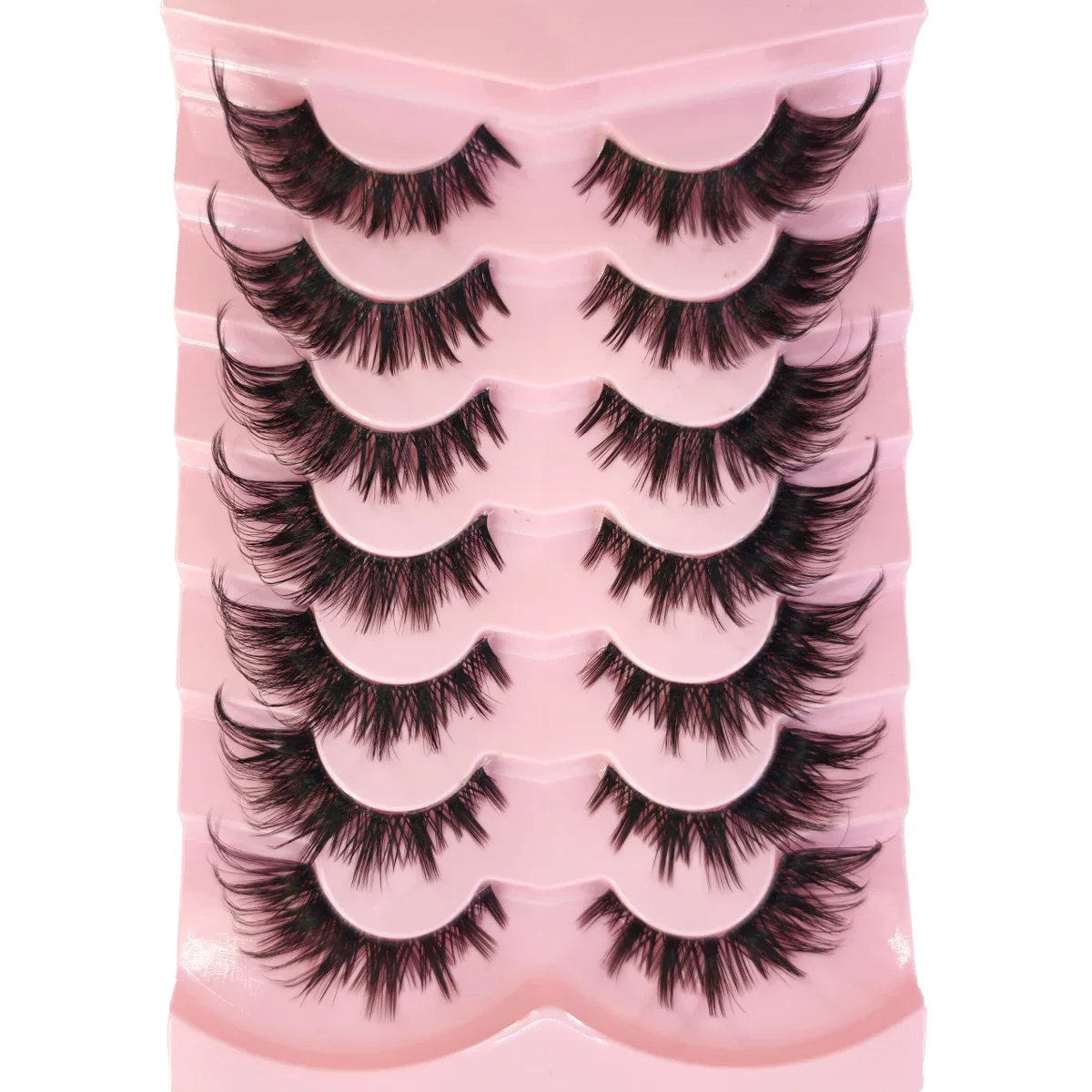 AMSDCN 7pairs 3D Wispy Full Strip LashesMink Lashes Manga naturally 8D Mink Lashes Natural Short False Eyelashes Mink Eyelashes