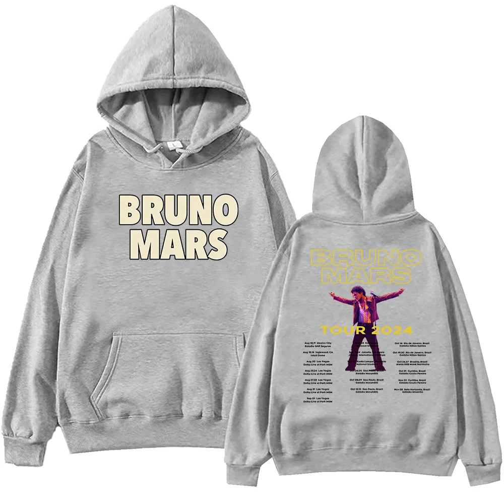 Bruno Mars Tour 2024 Hoodie Harajuku Pullover Tops Sweatshirt Fans Gift Loose Classic Simple Long Sleeve Oversized Trendy