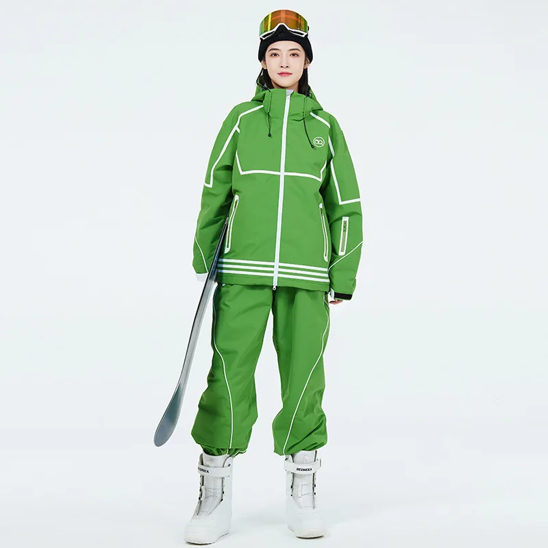 Unisex Adult Snow Suit Set for Men and Women Snowboarding Ski Jackets and Ski Pants Snowproof and  Warm Overalls Hoodie Skiing