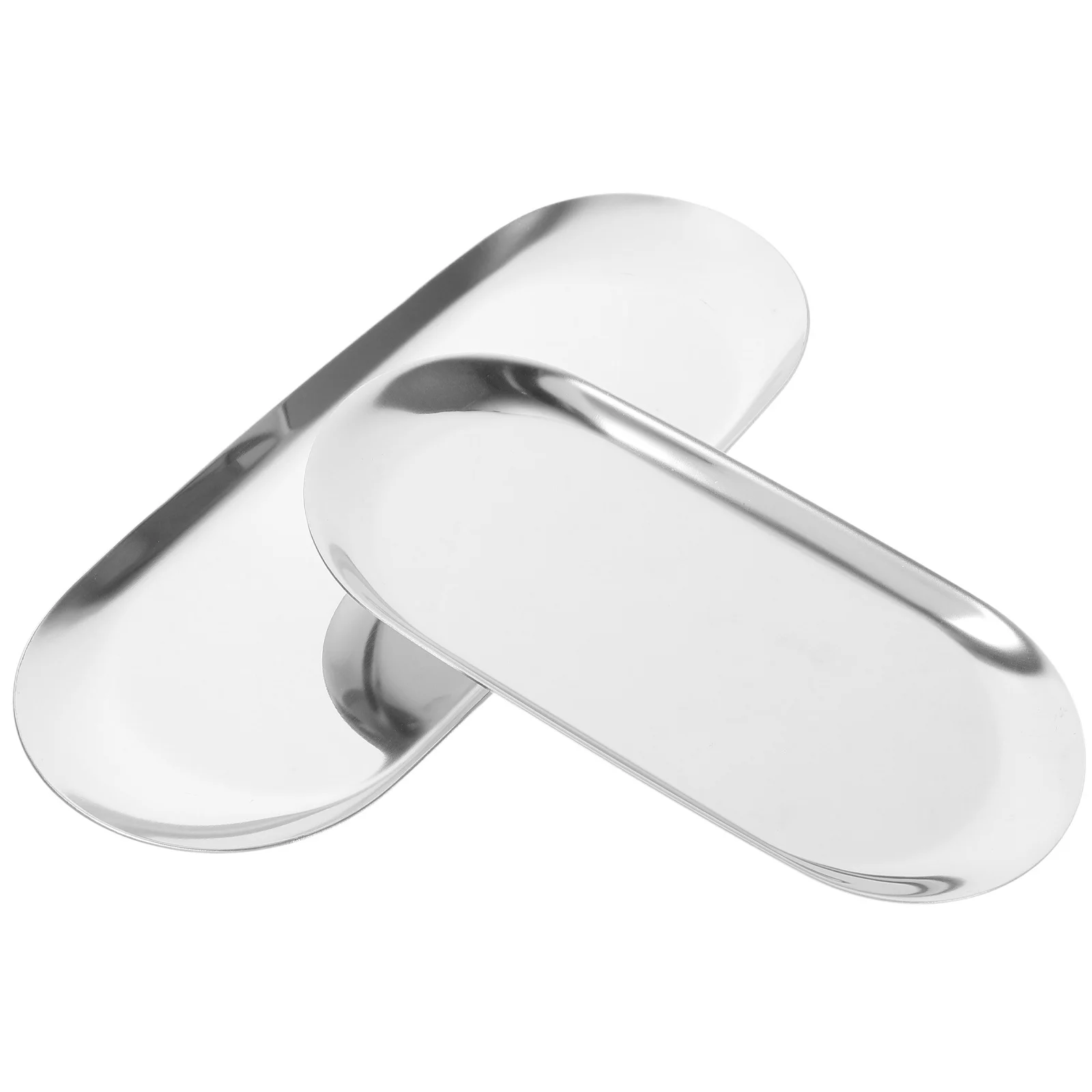 2 قطعة الفولاذ المقاوم للصدأ علبة مجوهرات معدنية البيضاوي تخزين طبق مجوهرات المنظم شاشة لسطح المكتب حامل مضمد الزينة